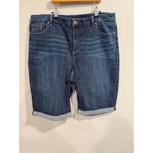 Chico's Girlfriend Shorts Women's 36x24 Blue Denim Cuffed So Slimming 5 Pocket